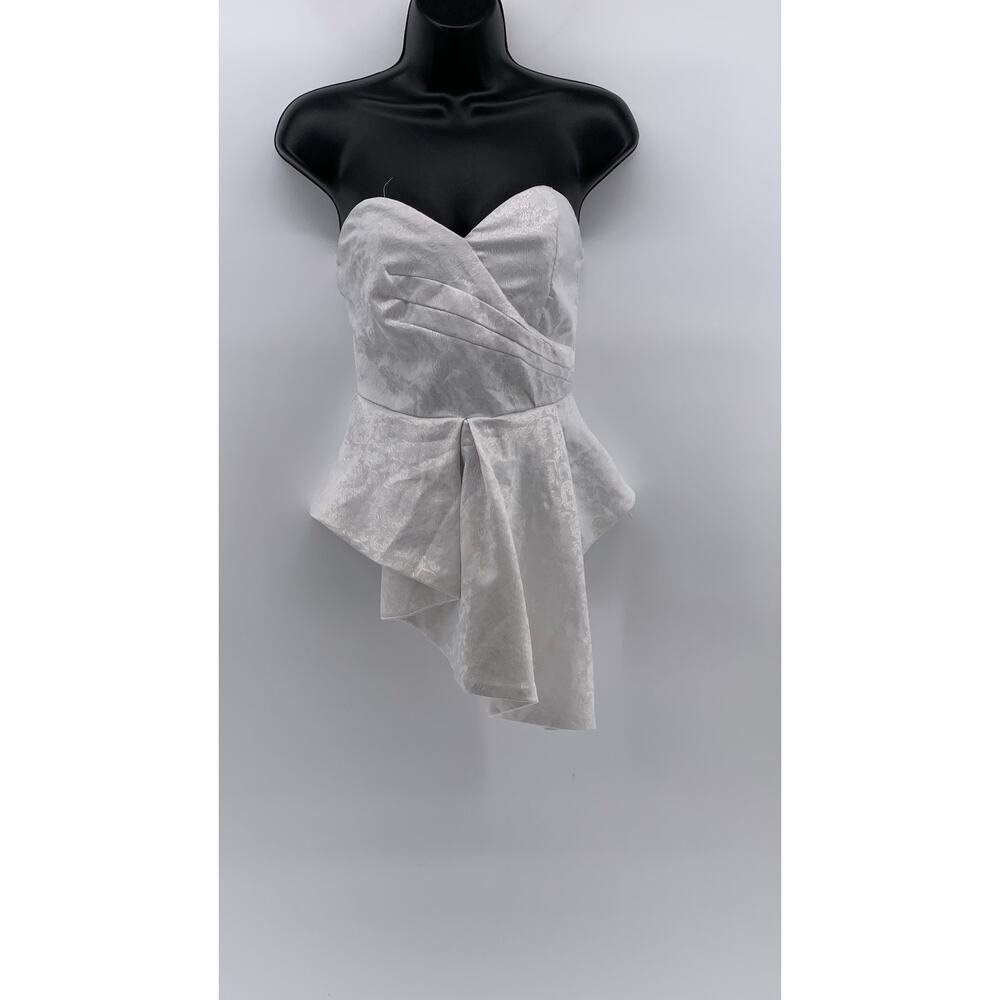 DO+BE Women’s White Floral Print V-Neck Sleeveless Asymmetrical Peplum Top SZ S - Picture 1 of 10